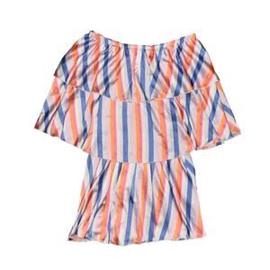 SHOW ME YOUR MUMU $164 Triple Decker Striped Off-The-Shoulder Romper Small
